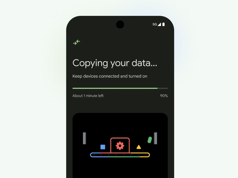 image showing data transfer on android
