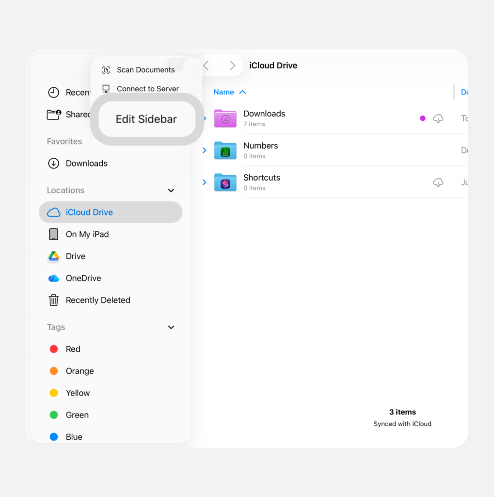 edit sidebar button.