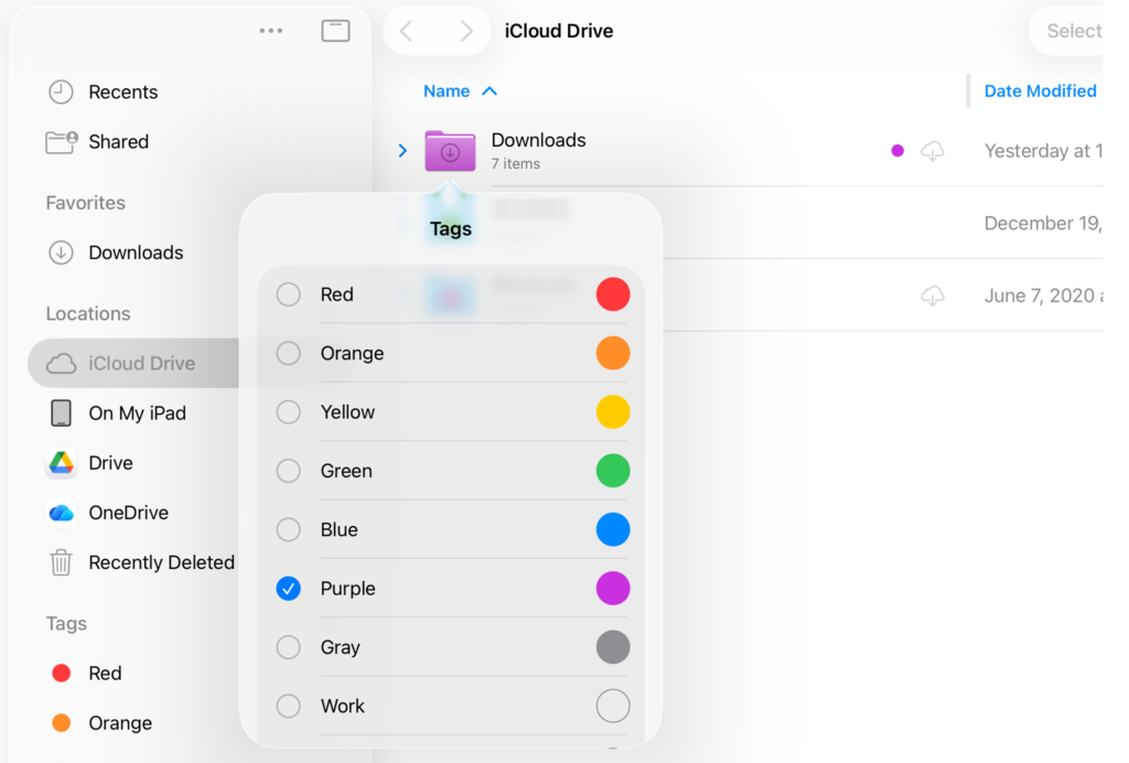 adding a folder color using Tag.