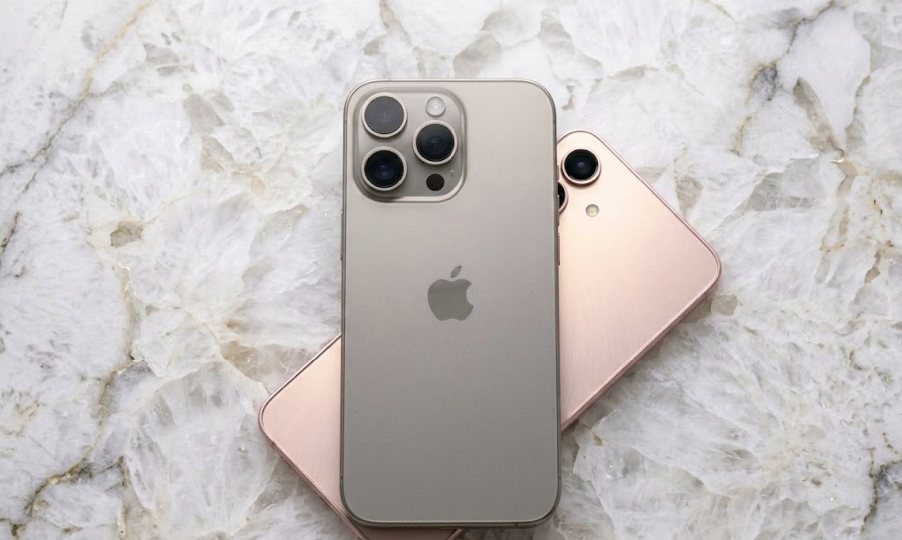 An image of iPhone 16 Pro overlapping Samsung Galaxy S25.