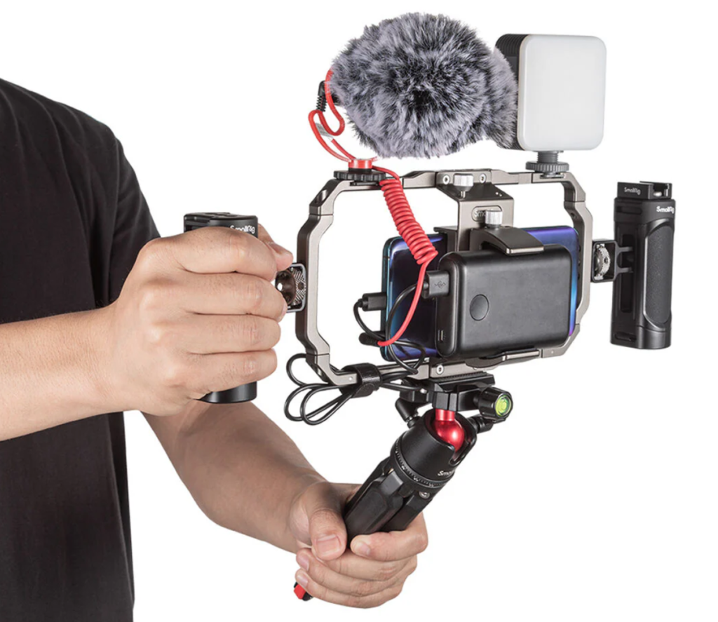 The SmallRig All-in-One Smartphone Mobile/Vlogging Video Kit provides everything needed to turn a smartphone into a full-featured video creation tool.