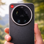 A Xiaomi 17 ultra global version phone in rear view with the camera island in focus (AI-generated).