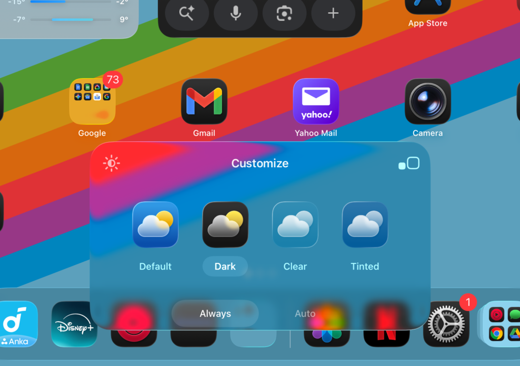 home screen image showing icon styles. iPad tips on icon styles.