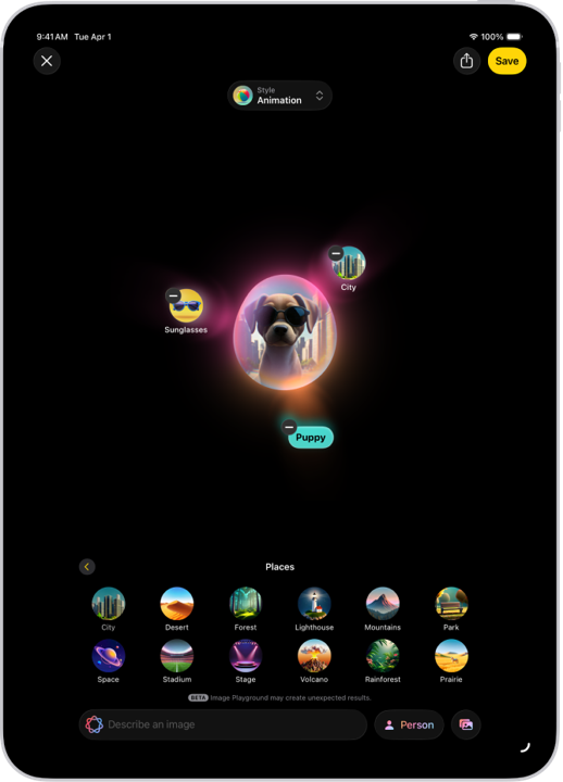 image of the Image Playground app. iPad tips on Image Playground.