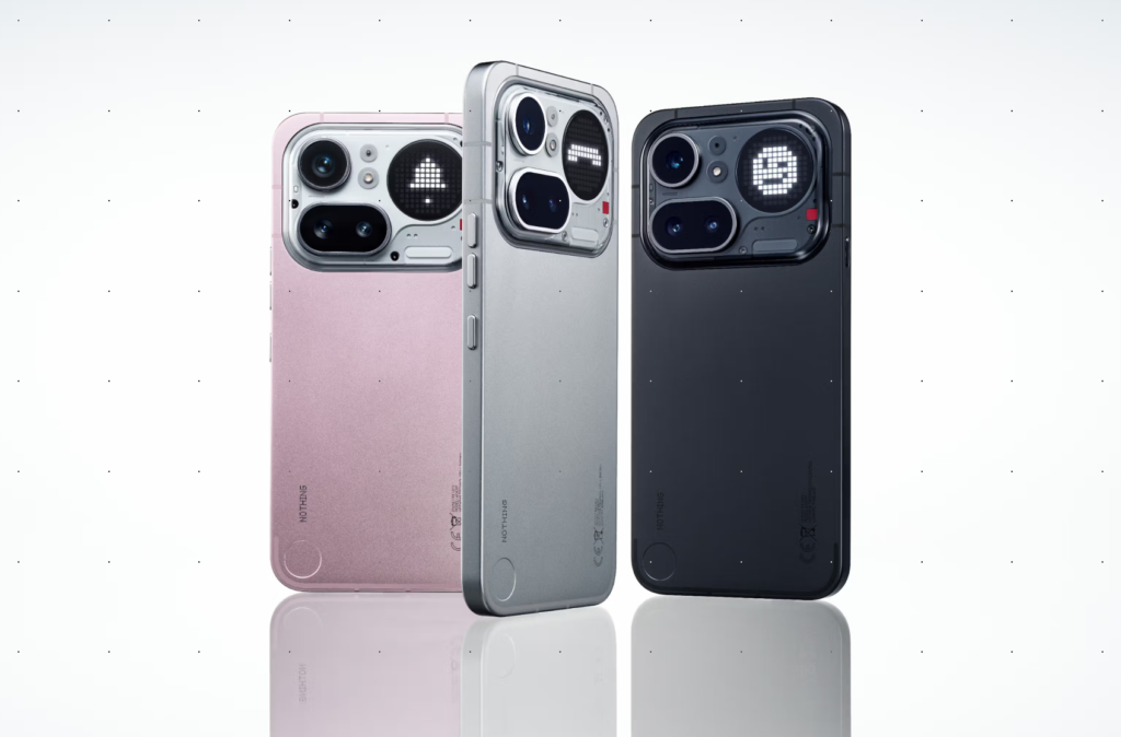 Nothing (4a) pro in pink, silver, and black.